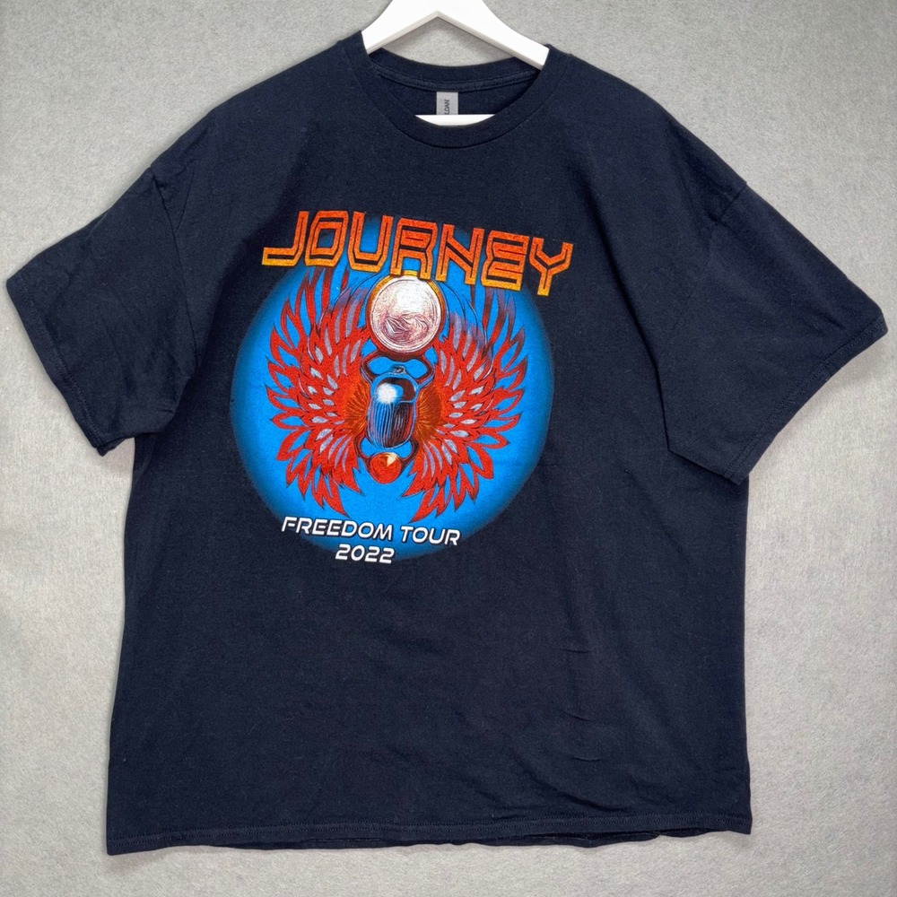 Journey T-Shirt Mens 2XL Black Freedom Tour 2022 Toto Concert Band Tee Gildan